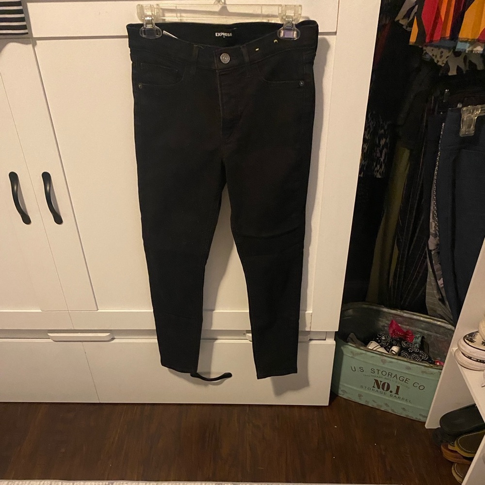 Black skinny mid rise express jeans